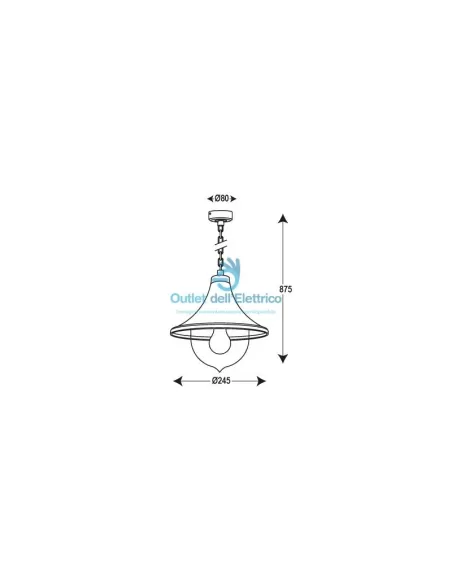 Flacon moderne Poliplast 400409NE + chaînette e27 60w silvia